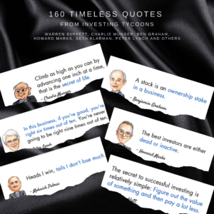 Sample pages with quotes from Warren Buffett, Charlie Munger, Peter Lynch and other investors