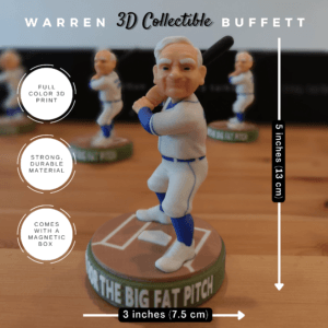 Warren Buffett Figurine, 3D Figurine, holding a baseball bat and waiting for the big fat pitch, Warren Buffett Bust, Warren Buffett Statue, Warren Buffett Collectible