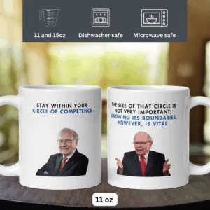 warren buffett circle of competence coffee mug. Warren Buffett quote, Warren Buffet investing principles, Buffett mental models, buffett core investing philosophies