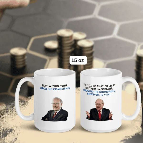 tea cup, mug with caricature, motivational mug, inspirational mug, morning mug, positivity mug, novelty mug, unique coffee mug, caricature mug, mug for men, mug for women, handmade mug, gift mug, coffee cup, Berkshire Hathaway mug, Warren Buffett Mug