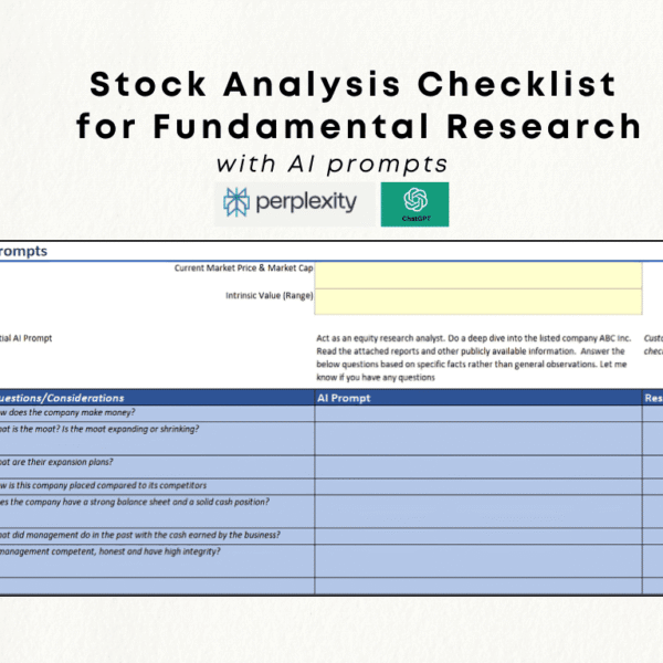 Overview of the stock analysis checklist for fundamental research, with AI prompts