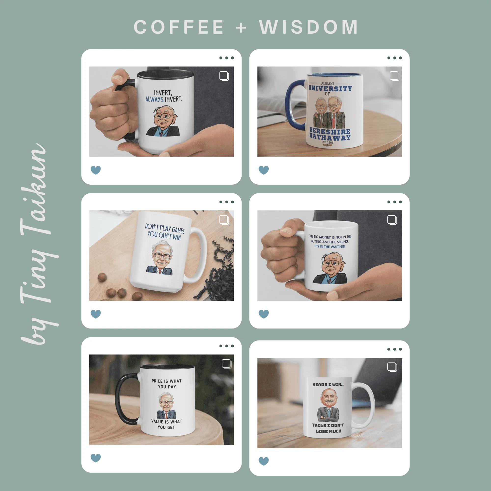 Coffee mugs with the best quotes on investing, success and business