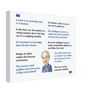 Ben Graham Top 10 quotes. Ben Graham best quotes, ben graham intelligent investor, ben graham canvas wrap, benjamin graham canvas print, father of investing, father of value investing,