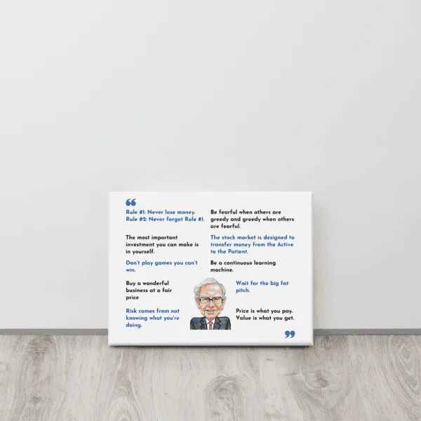 Gift for him, gift for her, gift for dad, investor gift, corporate gift, client gift, business gift, unique gift idea, best gift idea, collectible, souvenir, warren buffett canvas print, warren buffett art print, success warren buffett quotes