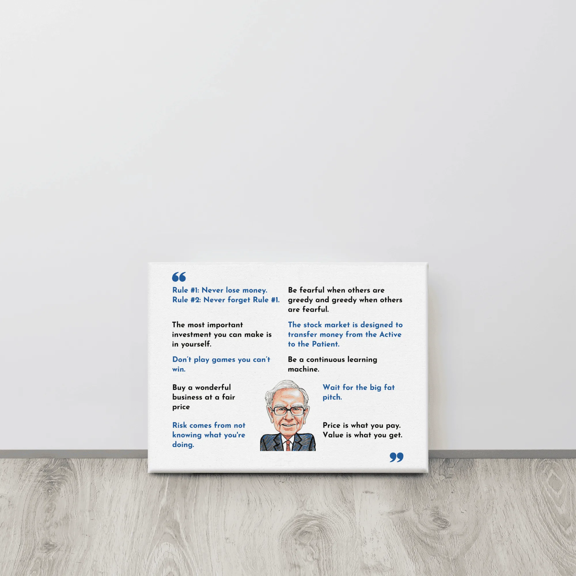 Gift for him, gift for her, gift for dad, investor gift, corporate gift, client gift, business gift, unique gift idea, best gift idea, collectible, souvenir, warren buffett canvas print, warren buffett art print, success warren buffett quotes