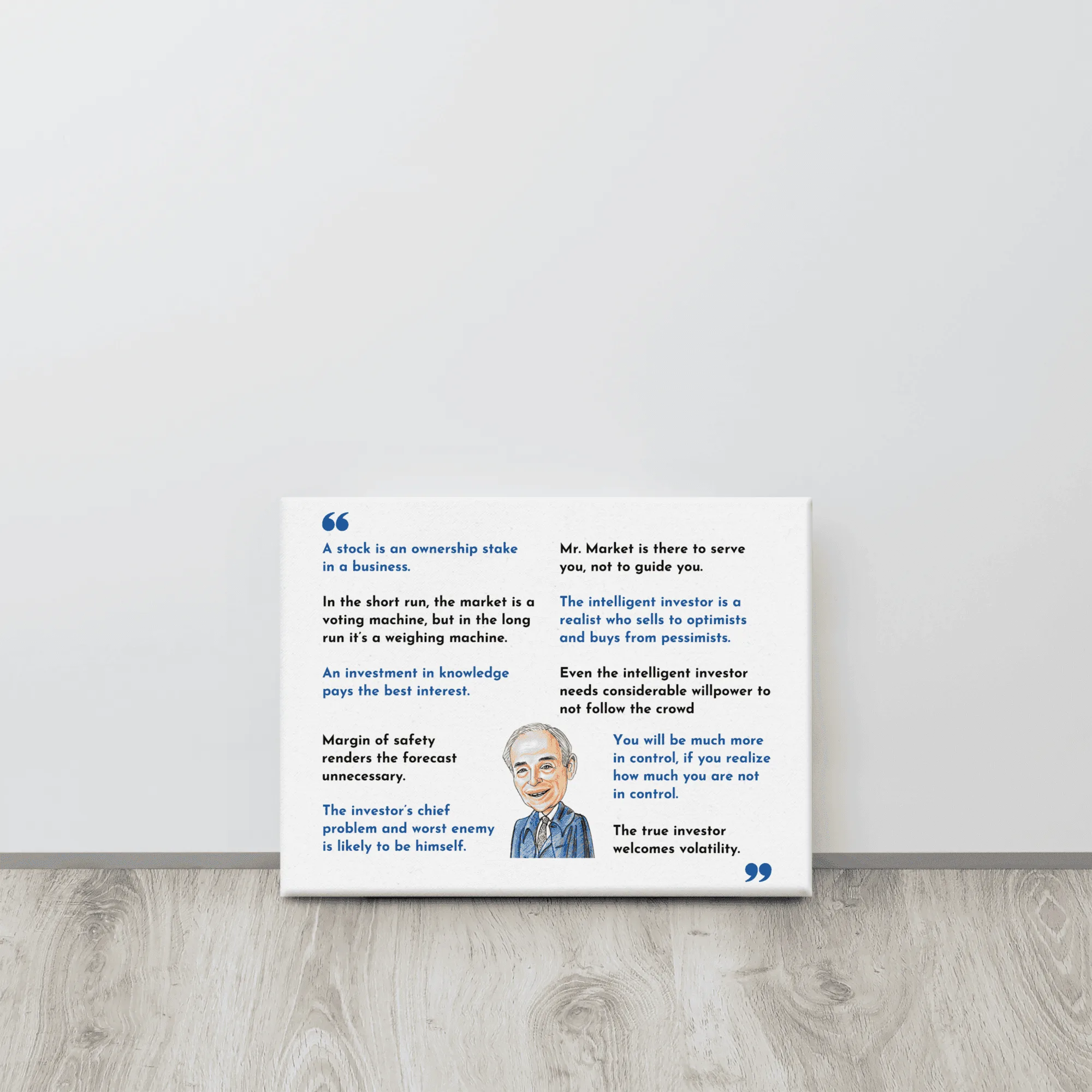 Canvas Print with Ben Graham Top 10 quotes and caricature - Image 7