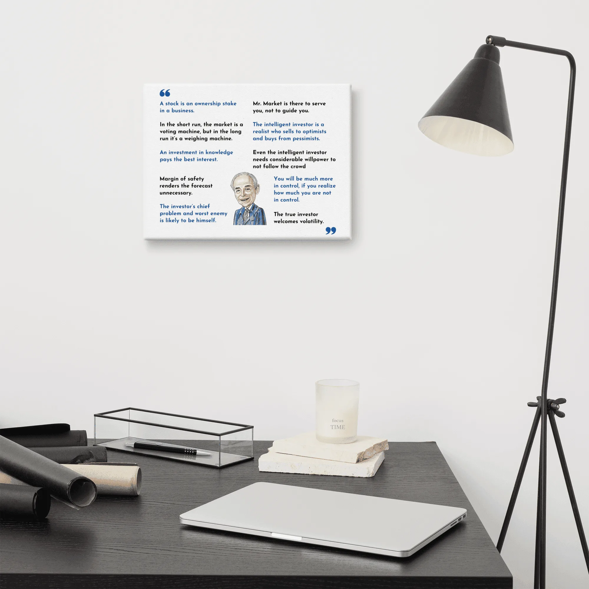 Canvas Print with Ben Graham Top 10 quotes and caricature - Image 9