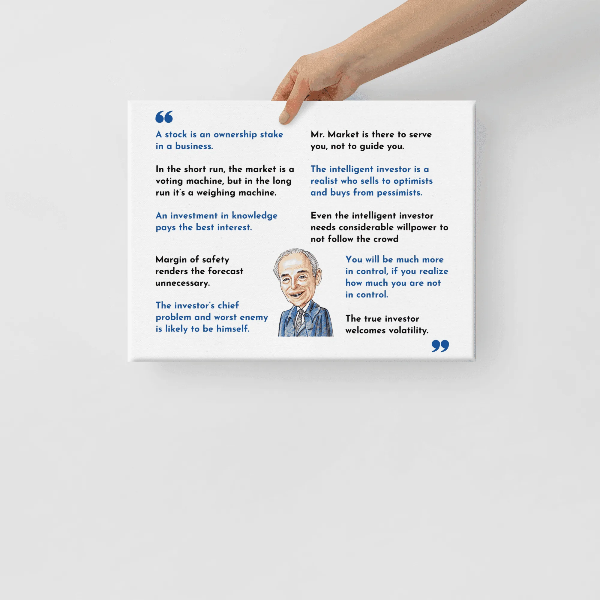 Canvas Print with Ben Graham Top 10 quotes and caricature - Image 8