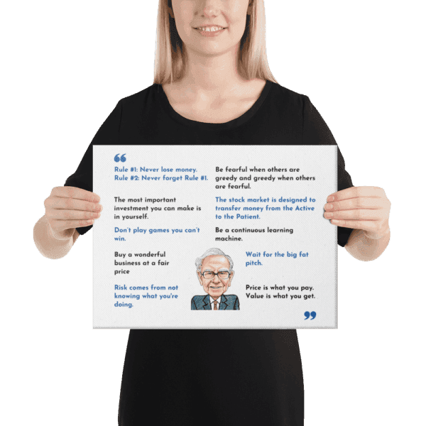 Canvas Print with Warren Buffett success quotes and caricature - Image 10
