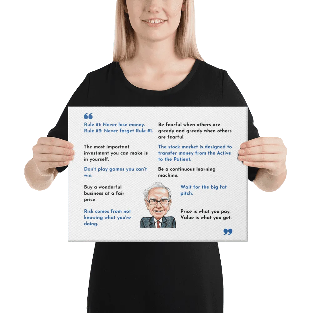 Warren Buffett Gift, Canvas Print with Warren Buffett success quotes