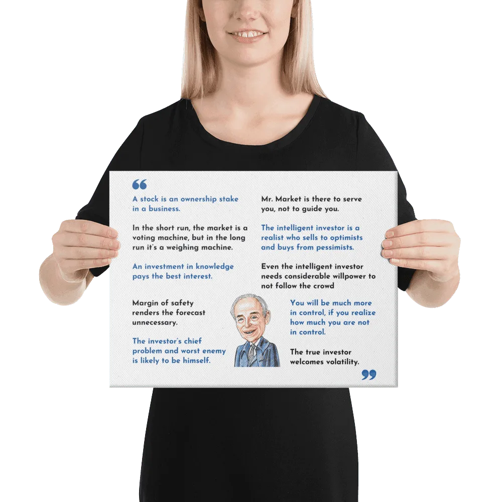 Investor gifts, CEO gifts, Business owner gifts, Benjamin Graham quotes, Wall Street wisdom, Financial office decor, Value investing art, Investment principles canvas, Finance professional gift, Executive office wall art, Motivational business quotes, Stock market inspiration, Financial advisor gift, Wealth building wisdom, Investment strategy decor, Corporate gift ideas, Finance team gift, Wall art for CFOs, Business leadership quotes, Entrepreneur inspiration