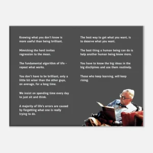 Close-up of the Charlie Munger top 10 quotes canvas