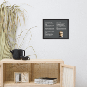 Howard Marks quotes framed print on a wall above a wooden sideboard