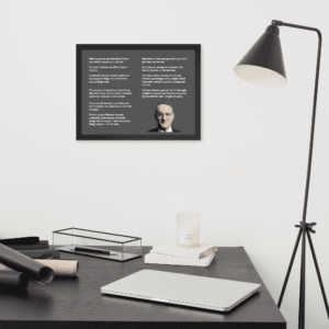 Howard Marks investing quotes wall art above a desk in a home office