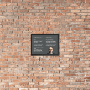 Howard Marks quotes print hanging on a brick wall