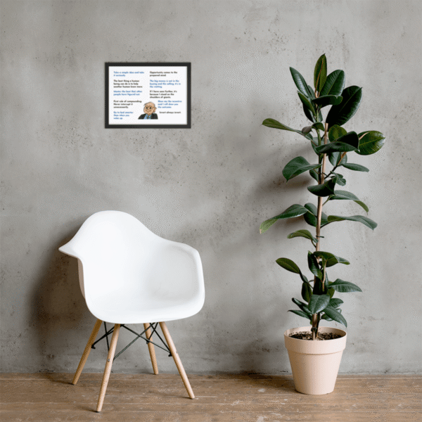 Framed poster with quotes by Charlie Munger for study room, office, or gift use