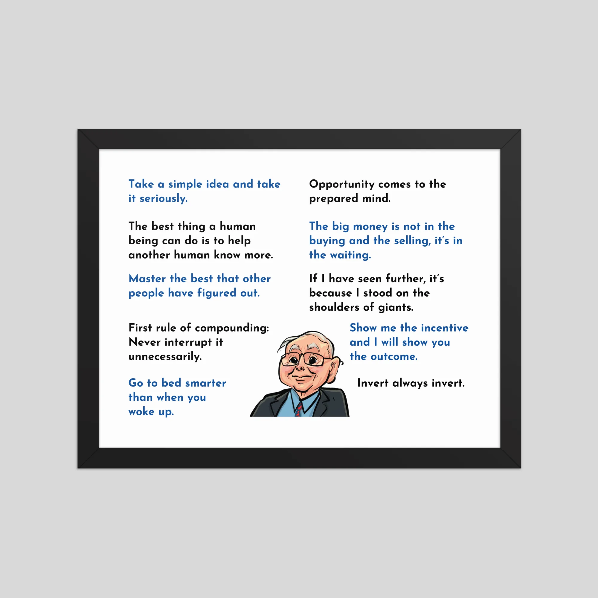 Wall art featuring Charlie Munger’s best quotes on wisdom, compounding, and mental models