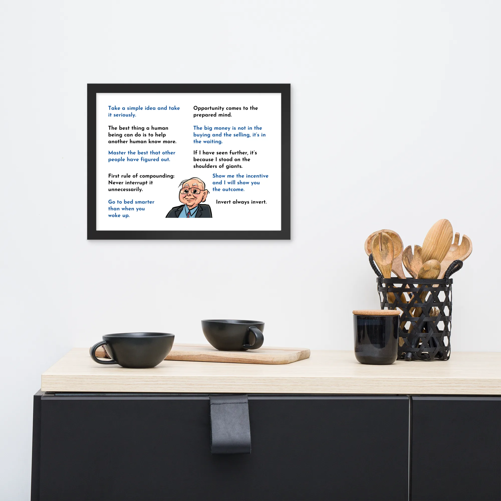 Motivational Charlie Munger quotes frame ideal for investors, entrepreneurs, and thinkers.