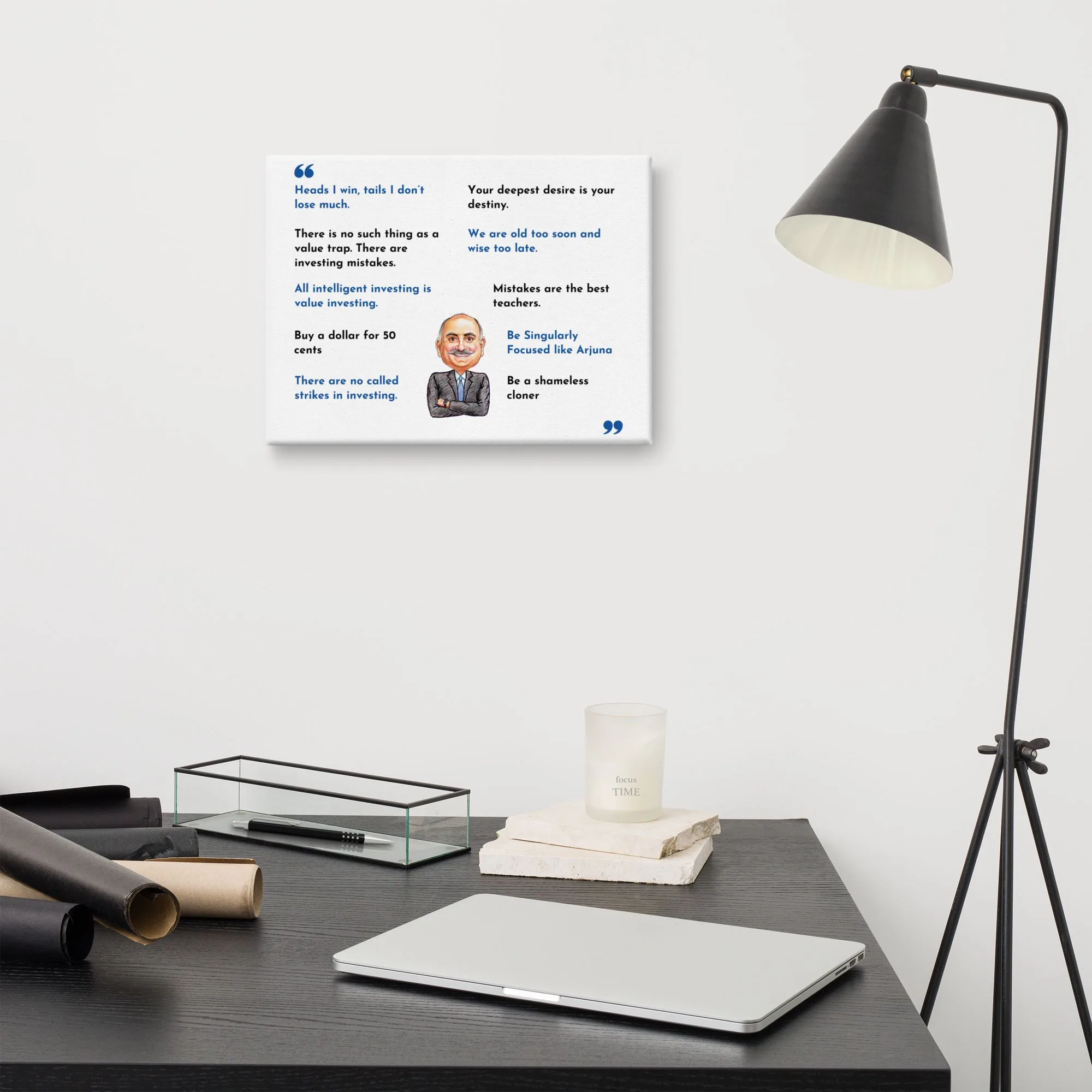 premium canvas material used for the Mohnish Pabrai quotes print.