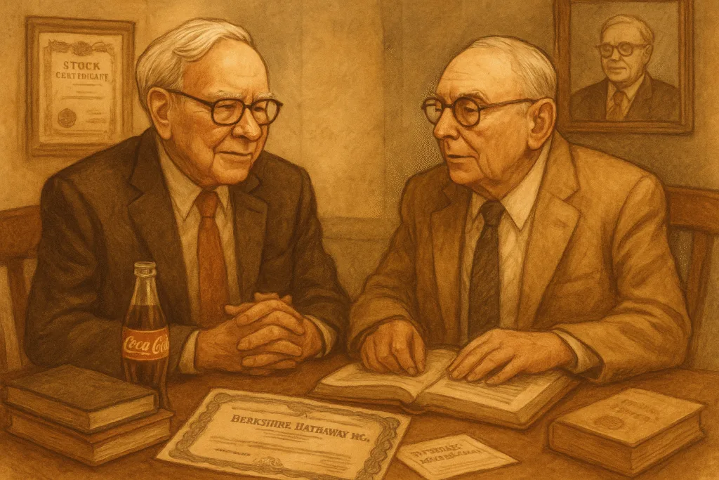 Warren Buffett and Charlie Munger's portrait. 