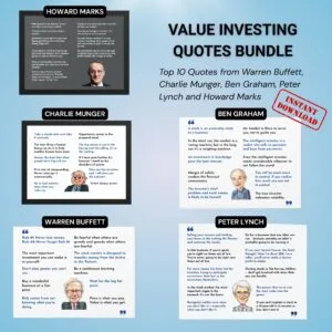 Elevate your space with this Value Investing Quotes Bundle—50 digital, printable quotes from investing legends like Warren Buffett, Charlie Munger, Benjamin Graham, Peter Lynch, and Howard Marks. Ideal for wall art, office décor, or thoughtful gifts for investors.