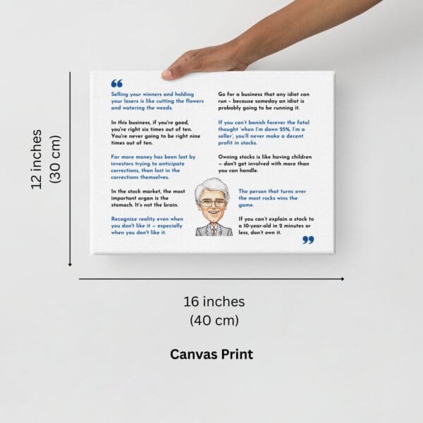 Peter Lynch Best quotes canvas wall art featuring top 10 investing quotes for stock market and finance lovers.