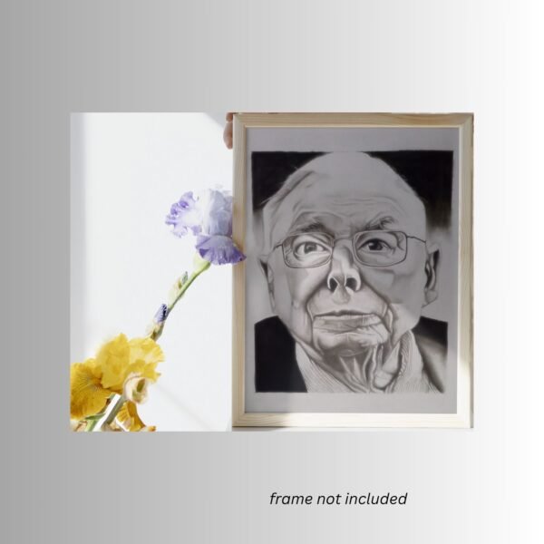 Original Charcoal Portrait of Charlie Munger - Image 5