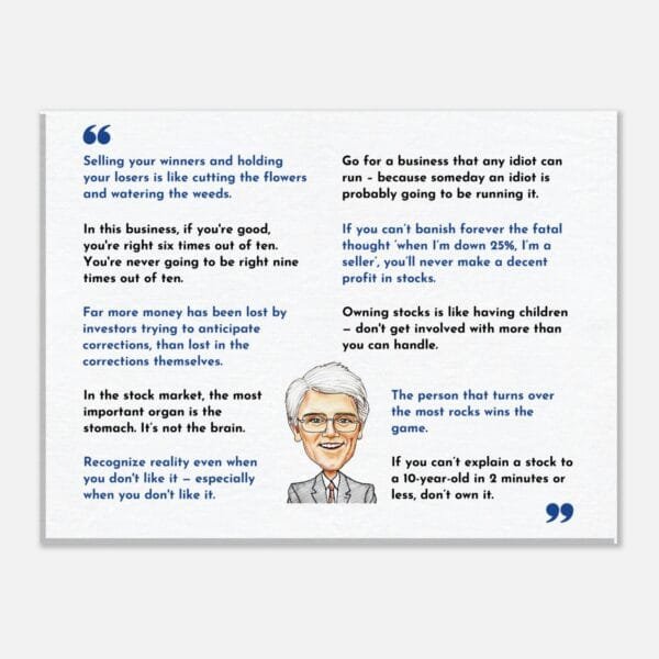 Top Peter Lynch value investing quotes on canvas wrap, a unique gift for finance professionals or entrepreneurs.