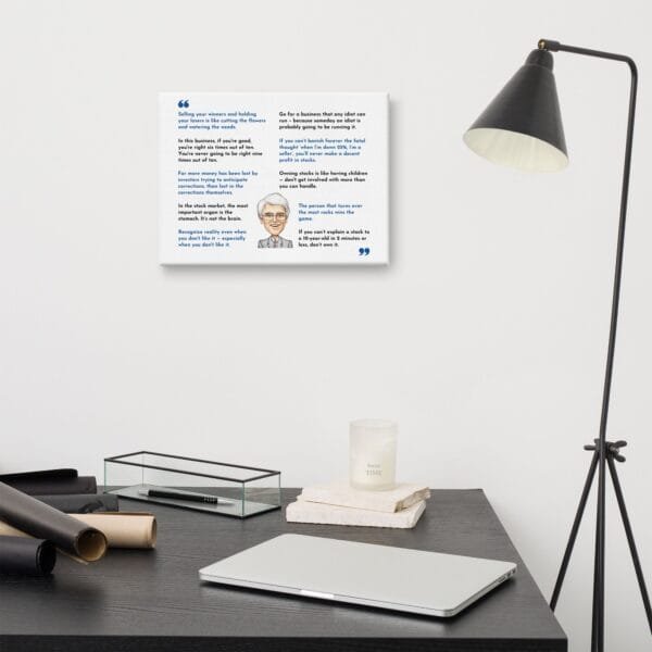 Finance-themed canvas wall print with Peter Lynch quotes, perfect for traders, analysts, and finance students.