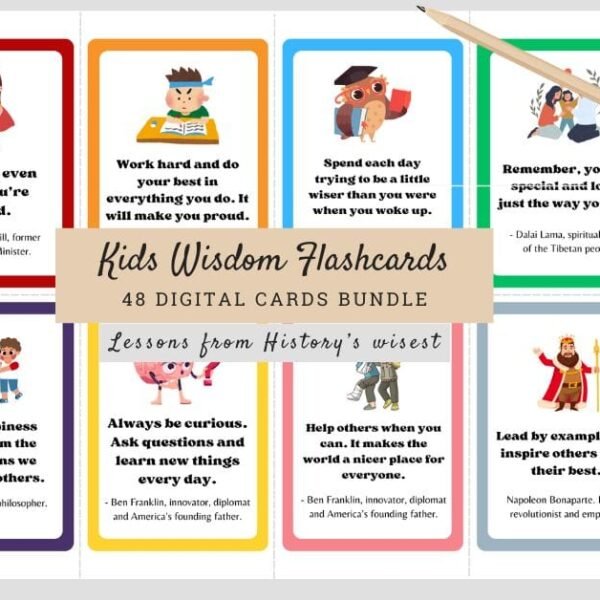 Children's Educational Flashcards - 48 printable digital cards