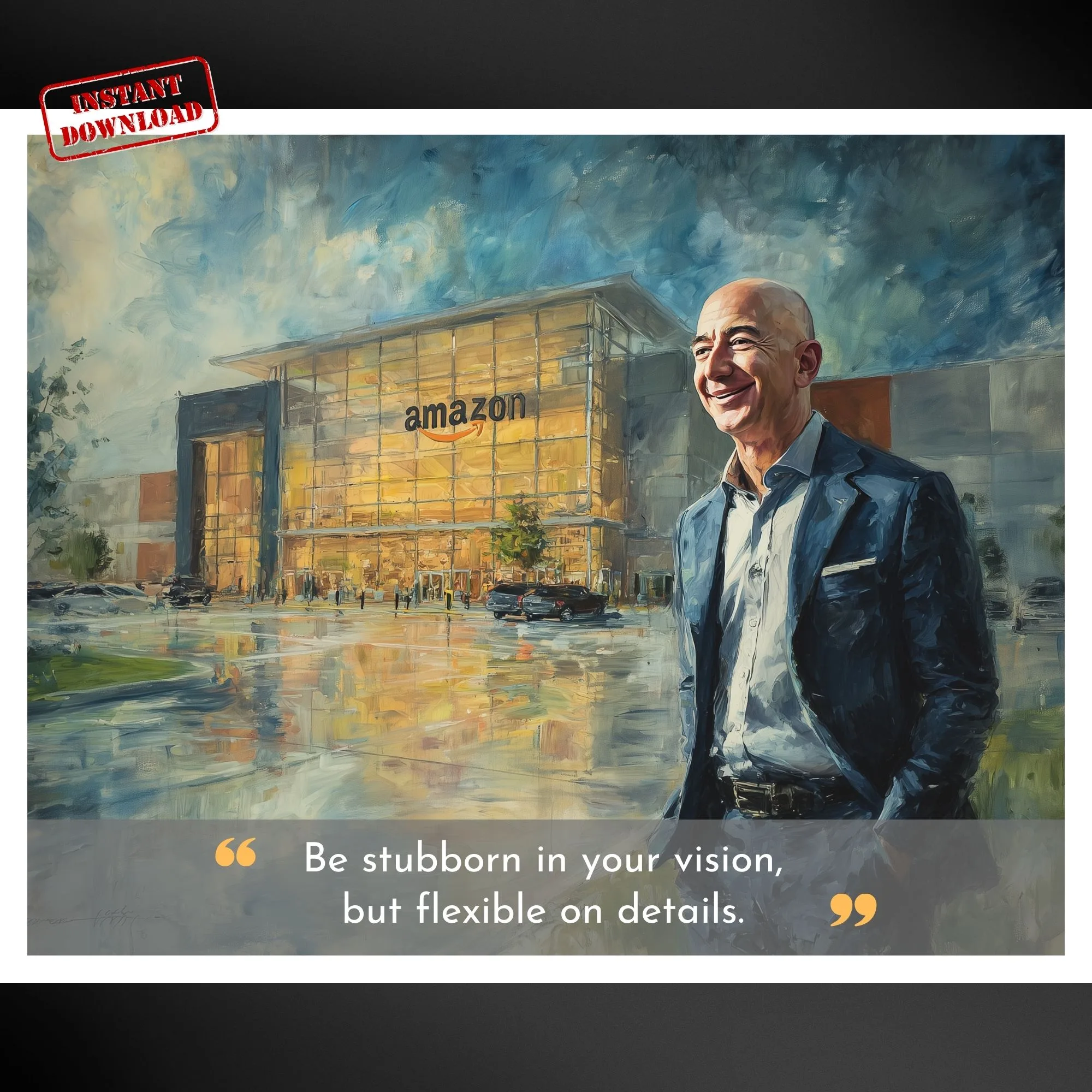 Jeff Bezos Portrait with Quote