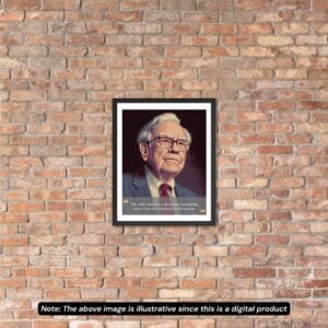 Warren Buffett wall art print with stock market wisdom quote.