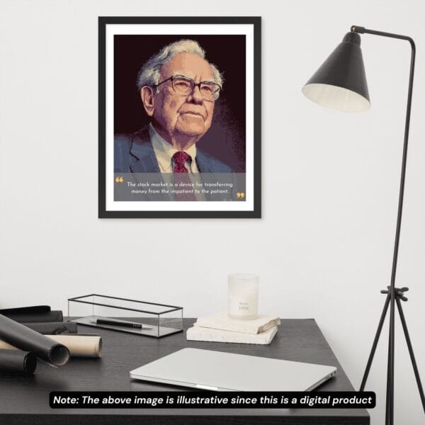 NFT-style digital art of Warren Buffett, ready-to-print home decor.